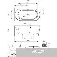 Wellsee Excellence Pro 150x73 28760601R (пристенная ванна (левая) белый глянец, экран, ножки, сифон-