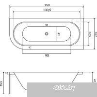 Lauter Bliss 150х75 P 21201052P (с ножками и лицевым черным экраном)