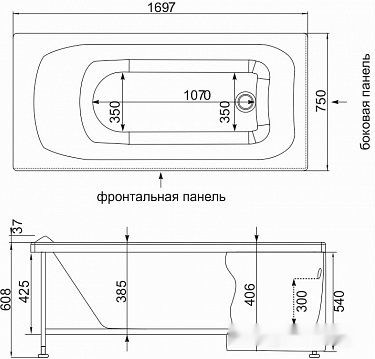 Ванна Aquanet Rosa 170x75