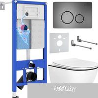 Roxen Antares Black в комплекте с инсталляцией StounFix Dual Fresh 6 в 1 964894 (кнопка: оружейная с