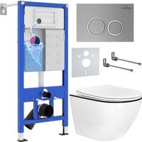 Roxen Antares Black в комплекте с инсталляцией StounFix Dual Fresh 6 в 1 964670 (кнопка: хром матовы