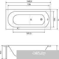 Lauter Haven 150x75 21202005 (с ножками, лицевым черным и торцевым экраном)