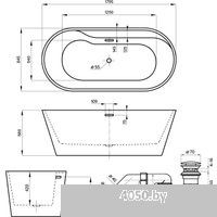 Wellsee Vanille Joie 179,5x84,5 236501002 (отдельностоящая ванна белый глянец, экран, ножки, сифон-а