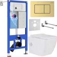 Roxen Cube bidet в комплекте с инсталляцией StounFix Dual Fresh 6 в 1 968472 (кнопка: брашированное