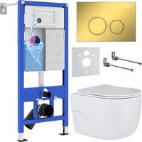 Roxen Porto в комплекте с инсталляцией StounFix Dual Fresh 6 в 1 968015 (кнопка: золото глянцевое )