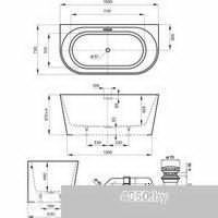 Wellsee Excellence Pro 150x73 28760204R (пристенная ванна белый глянец, экран, ножки, сифон-автомат
