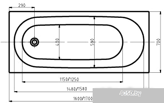 Ванна Aquatek Оберон 160x70 (экраном, слив слева)