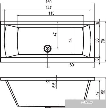 Ванна Riho Julia 160x70 (с ножками)