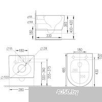Roxen Antares Bidet в комплекте с инсталляцией StounFix Dual Fresh 6 в 1 966690 (кнопка: бежевый)