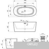 Wellsee Clin 140x70 230201003 (отдельностоящая ванна белый глянец, экран, ножки, сифон-автомат матов