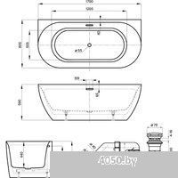 Wellsee Belle Spa 3.0 170x80 235901004 (пристенная ванна белый глянец, экран, ножки, сифон-автомат з