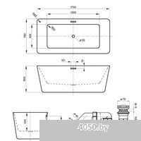 Wellsee DeSire 175,5x76 231503004 (отдельностоящая ванна белый глянец, экран, ножки, сифон-автомат з