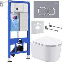 Roxen Simple Compact в комплекте с инсталляцией StounFix Dual Fresh 6 в 1 966428 (кнопка: серый бето
