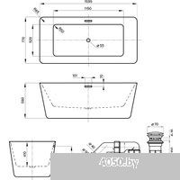 Wellsee DeSire 159,5x77 231501003 (отдельностоящая ванна белый глянец, экран, ножки, сифон-автомат м