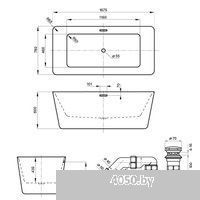 Wellsee DeSire 167,5x78 231502002 (отдельностоящая ванна белый глянец, экран, ножки, сифон-автомат г