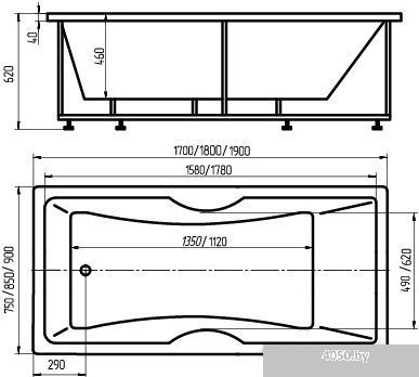 Ванна Aquatek Феникс 180x85 (с экраном)