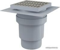 Сливной трап 150х150/110, подводка - прямая, решетка - нержавеющая сталь, воротник - 2-х уровневая
