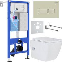 Roxen Cube bidet в комплекте с инсталляцией StounFix Dual Fresh 6 в 1 966682 (кнопка: бежевый)