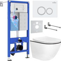 Roxen Antares Black в комплекте с инсталляцией StounFix Dual Fresh 6 в 1 964631 (кнопка: белый гляне