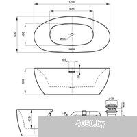 Wellsee Enjoy e Amedeo 175x83 23740104R (отдельностоящая ванна белый глянец, экран, ножки, сифон-авт