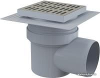 Сливной трап 150х150/110, подводка - боковая, решетка - нержавеющая сталь, воротник- 2-х уровневая