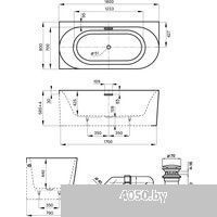 Wellsee Collaro 180x80 28910401R (пристенная ванна (левая) белый глянец, экран, ножки, сифон-автомат