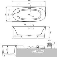 Wellsee Belle Spa 2.0 160x75 235802001 (пристенная ванна (левая) белый глянец, экран, каркас, сифон-
