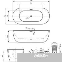 Wellsee Chic Riviera 170x76 236802002 (отдельностоящая ванна белый глянец, экран, ножки, сифон-автом