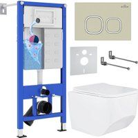 Roxen Boro в комплекте с инсталляцией StounFix Dual Fresh 6 в 1 966532 (кнопка: бежевый)