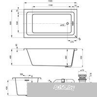 Wellsee FreeDom 2.0 150x80 23300104R (встраиваемая ванна белый глянец, сифон-автомат золото)