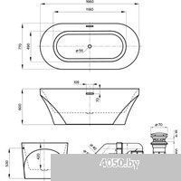 Wellsee Croquis 166x77 230301004 (отдельностоящая ванна белый глянец, экран, ножки, сифон-автомат зо