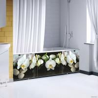 Экран под ванну Comfort Alumin Орхидея на черном 3D 1.7