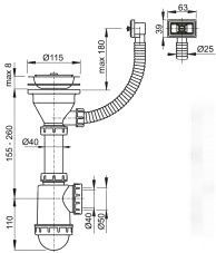 Сифон Alcaplast A447-DN50/40