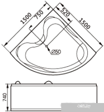 Ванна Gemy G9041 B 150x150