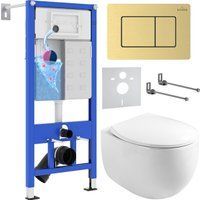 Roxen Egg в комплекте с инсталляцией StounFix Dual Fresh 6 в 1 968475 (кнопка: брашированное золото)