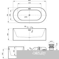 Wellsee clatant 2.0 167x79 231401004 (отдельностоящая ванна белый глянец, экран, ножки, сифон-автома