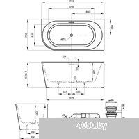 Wellsee Excellence Pro 170x75 28761101R (пристенная ванна (правая) белый глянец, экран, ножки, сифон
