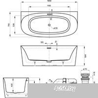 Wellsee Belle Spa 2.0 160x75 235801001 (пристенная ванна белый глянец, экран, ножки, сифон-автомат х