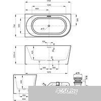 Wellsee Excellence Pro 170x75 28760703R (пристенная ванна (левая) белый глянец, экран, ножки, сифон-
