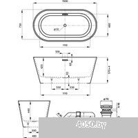 Wellsee Shell 150x73 28170202R (отдельностоящая ванна белый глянец, экран, ножки, сифон-автомат глян