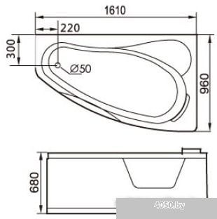 Ванна Gemy G9046 K R161x96
