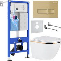 Roxen Antares Gold 968096 в комплекте с инсталляцией StounFix Dual Fresh 6 в 1 968096 (кнопка: браши