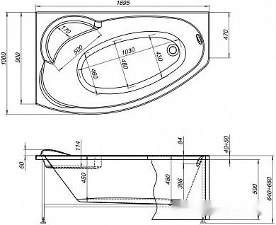 Ванна Aquanet Sofia 170x100 L