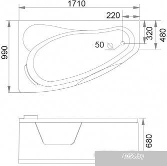 Ванна Gemy G9046 II B R 171x99 (с гидромассажем)