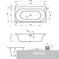 Wellsee Dream For More 181x90 23790102R (встраиваемая ванна белый глянец, сифон-автомат глянцевый бе