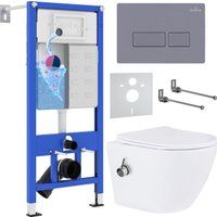 Roxen Antares Bidet в комплекте с инсталляцией StounFix Dual Fresh 6 в 1 966821 (кнопка: серый грани