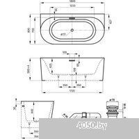 Wellsee Collaro 180x80 28910204R (пристенная ванна белый глянец, экран, ножки, сифон-автомат золото)