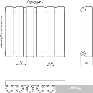 Стальной трубчатый радиатор КЗТО Гармония 1-400-4 (4 секции)