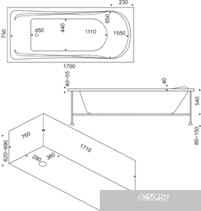 Ванна BAS Мальта 170x75