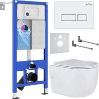 Roxen Porto в комплекте с инсталляцией StounFix Dual Fresh 6 в 1 576390 (кнопка: белый глянец)